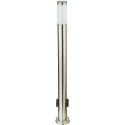 Stehleuchte Standlampe Garten Terrassenlampe Edelstahl Außen LED, Außensteckdosen, Metall, 1x E27 Fassung, DxH 13,1x110 cm