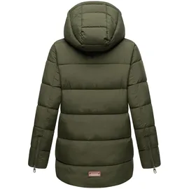 Navahoo Damen kurze Winterjacke Steppjacke warm mit abnehmbarer Kapuze Wattewölkchen Dark Olive Gr. XS - XS
