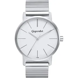 Gigandet Quarzuhr Edelstahl Zugband Silber Weiß Minimalism - G35-001