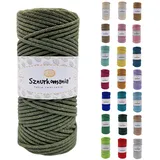 Sznurkomania, Baumwollkordel 3mm 100m, 46 Farben, Häkelkordel, Geflochten Baumwollkordel 3mm, Makramee Kordel, Makramee Garn, Premium Garn, Makramee Seil (Khaki)