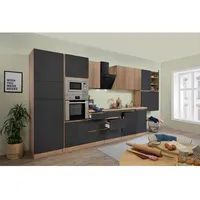 Respekta Küchenzeile Premium 445 cm Grau/Eiche