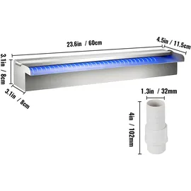 Vevor Schwalldusche Poolfontäne LED 23,6" x 4,5" x 3,1"