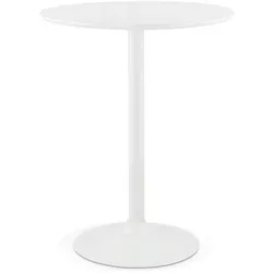 Kadima Design Stehtisch, Weiß, Zeitlos, Mdf & Metall, Ø 90 cm, Höhe 110 cm, mit Bodenschutz