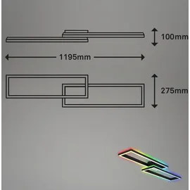 Briloner Leuchten - Deckenlampe RGB, Backlight Deckenleuchte LED, Dimmbar, Farbtemperatur einstellbar, LED Frame RGB, Fernbedienung, Schwarz