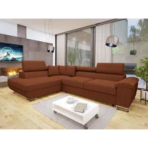 Mirjan24 Ecksofa Cotere Cord, L-Form Eckcouch mit Schlaffunktion und Bettkasten (Farbe: Poso 39, Seite: Links) - Braun