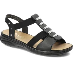 Schwarze Sandalen Rieker Bequeme Lederschuhe, 36