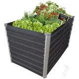 NATIV Hochbeet Metall eckig 160x77x77cm, anthrazit, Gartenbeet, Pflanzbeet, Kräuterbeet