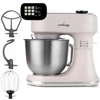 LEHMANN Küchenmaschine, Knetmaschine mit 5-L beheizte Rührschüssel, integrierte Waage & Timer, Touchscreen-Steuerung, Teiggärfunktion, Teigmaschine mit Knethaken, Rührhaken, Schneebesen, 1500 W