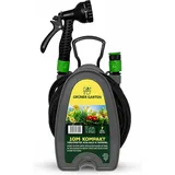 Green Haven Gartenschlauchtrommel – 10 m leichter kompakter Schlauch mit 7 Sprühdüsenpistole, Mini-Schlauchtrommel für kleine Gärten, Balkone und Außenreinigung (verstärkt)