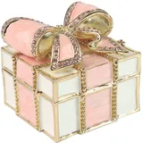 Mini Emaille Strass Schleife Knoten Schmuckschatulle Schleife Scharnier Schmuckbox Schleife Bling Schmuckbox Miniatur Figur Ring Box für Frauen Mädchen Hochzeit Geburtstag Geschenk Weihnachten (Rosa)