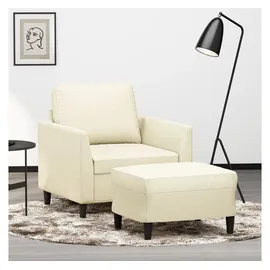 vidaXL Sessel mit Hocker Kunstleder 77 x 80 x 60 cm Creme