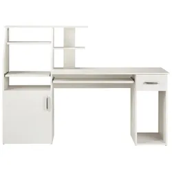 Schreibtisch VOGL MÖBELFABRIK "Don", weiß, B:166cm H:116,5cm T:55cm, Tische, mit Tastaturauszug, Made in Germany