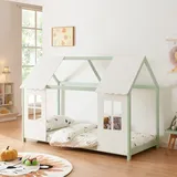 [en.casa] Kinderbett Tostedt Halboffenes Design 90x200cm Mintgrün/Weiß