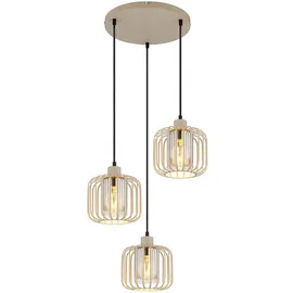 GLOBO Hängeleuchte 3-flg. Ø 44 cm rund Beige/Glas/Metall
