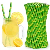 Vicloon 100 Stück Trinkhalme aus Papier, wiederverwendbar, gestreift, bunt, für Mason Jar, Glas, Geburtstag, Hochzeit, Weihnachten, Babydusche, Feier und Party