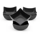 Spetebo Keramik Dip Schale eckig schwarz matt - 6er Set - Snack Saucen Schüssel - Dessertschälchen Servierschale klassisch