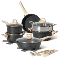 just perfecto household appliances JUST PERFECTO Topf und Pfannenset Induktion - Pfannenset mit deckel - Induktions Töpfe Set - Töpfe und pfannen set ohne PTFE und PFOA - Kochtopfset induktion Aluminium mit Antihaftbeschichtung 15 pcs