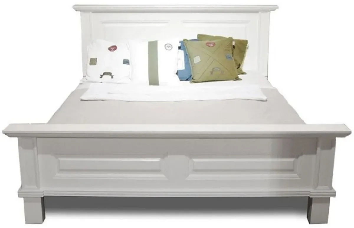 Casa Padrino Landhausstil Doppelbett Weiß 200 x 200 x H. 110 cm - Massivholz Bett - Landhausstil Schlafzimmer Möbel