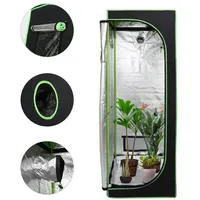 Clanmacy Gewächshaus Growbox Pflanzenzucht Indoor 60x60x180cm Growzelt Grow Tent, mit Sichtfenster, Regulierbare Belüftungsöffnungen, UV-Schutz, Langlebig 60 cm x 180 cm