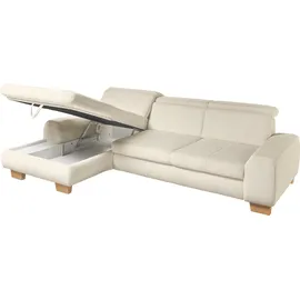 Set One by Musterring Ecksofa, beige (natur), SET ONE BY MUSTERRING, Sofas, B/H/T: 307cm x 86cm x 195cm, Cord, Ottomane links, Sitzhöhe 49cm,Sitztiefenverstellung im 3-Sitzer,Kopfteilverstellung,Bettfunktion,Bettkasten, 88% Polyester;12% Polyamid, Ecksofa, Kopteil verstellbar,