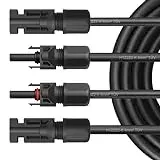 Naukita Solar Verlängerungskabel für Solarpanel - Solarstecker Solarkabel für Solarmodule - Photovoltaik-Stecker - Kabel 4 mm2 / 6 mm2 - TÜV, Kabelquerschnitt:4mm2, Länge:2X 15m incl. Stecker