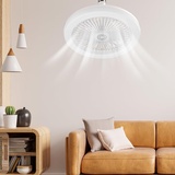 Umikk 40W Deckenventilator mit Beleuchtung Lampe,Deckenventilator Mit Beleuchtung Und Fernbedienung,28cm,Mit Timing-Funktion, E27 Einstellbare LED-Ventilatorlampe