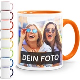 Moonworks® Fototasse, Tasse mit Foto und Text selbst gestalten, personalisierte Geschenke, Fotogeschenke orange unisize