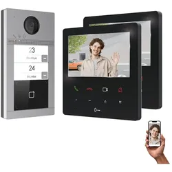 LAN IP Türsprechanlage für 2-Familienhaus mit RFID und HD Kamera 2x 7 Zoll Monitor Ohne Kamera
