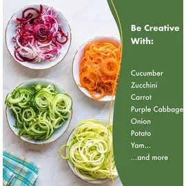 Homarden Gemüseschneider mit 5 Klingen aus Edelstahl – Gemüseschneider in Industriequalität für frische Zucchini und frische Zwiebeln – Sal... - Silber