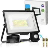 MUEZDUR LED Strahler mit Bewegungsmelder Außen, 50W 5000LM LED-Außenstrahler 6500K Kaltweiß Superhell Scheinwerfer IP66 Wasserdicht,Außenstrahler für Garten, Innenhöfe, Garage, Haus