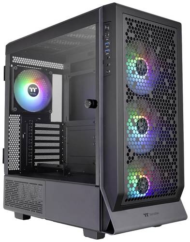 Thermaltake CA-1X5-00M1WN-00 Midi-Tower Gaming-Gehäuse Schwarz 4 Vorinstallierte LED Lüfter, Seite