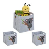 3 x Aufbewahrungskorb Koala-Motiv Spielzeugkorb Filz Kinderzimmer Korb Kinder