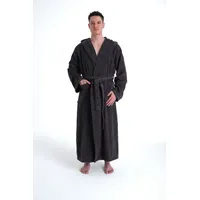 bruno banani Herrenbademantel »Danny« Normallänge & Überlänge, auch in extra lang, Hotelbademantel, Langform, Walkfrottee, Kapuze, Gürtel, mit Logostreifen, Herren Bademantel aus 100% Baumwolle, S-4XL grau XXL | 145 cm