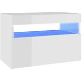 vidaXL Nachttisch mit LED-Leuchten Hochglanz-Weiß 60x35x40 cm