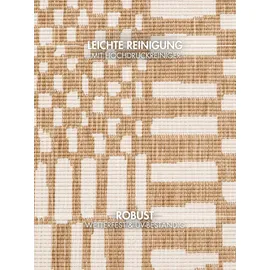 Ted Baker Barkham Wendeteppich", beige Jute weiß), B:200cm H:8mm L:300cm, Polypropylen, Teppiche, Teppich, Designteppich, Wetterfest, Pflegeleicht, Modern, Wohnzimmer, Terrasse