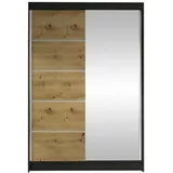 Mirjan24 Schwebetürenschrank, Schwarz, Eiche Artisan Holzwerkstoff, 5 Fächer, Rechteckig, 120x200x58 cm, Schlafzimmer, Kleiderschränke, Schwebetürenschränke