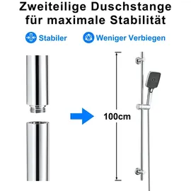 Görbach Duschset Edelstahl Duschstange 100 cm Chrom