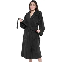 MAIAS art home® Bademantel mit Kapuze – 100 % Baumwolle Frottee – Damen & Herren – S bis XXL – 360g/m (DE/NL/SE/PL, Alphanumerisch, S, Regular, Regular, Schwarz) - S