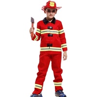 LoveLegis Feuerwehrmann Sam Kostüm - Verkleidung - Karneval - Halloween - rote Farbe - Kind - Größe L - 7/8 Jahre - Geschenkidee für Weihnachten und Geburtstag