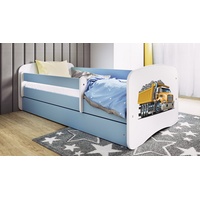 Sellbee Kinderbett Jugendbett 70x140 cm Blau mit Matratze Rausfallschutz
