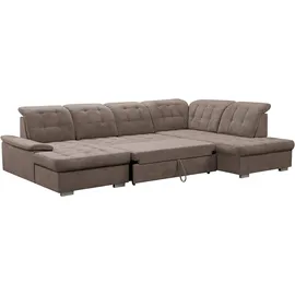 werk2 Wohnlandschaft »Kordula-New U-Form«, Sofa in U-Form mit Schlaffunktion & Bettkasten, Schlafcouch braun