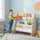 Relaxdays Kinderbücherregal 4 Stofftaschen 63 x 39 x 60 cm Kiefer massiv weiß