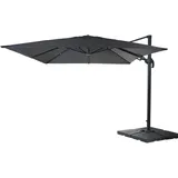 Mendler Gastronomie-Ampelschirm HWC-A96, 3x4m (Ø5m) schwenkbar, Polyester/Alu 26kg ~ anthrazit mit Ständer