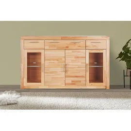 vogl möbelfabrik Highboard VOGL MÖBELFABRIK "Toronto", beige (kernbuche teilmassiv), B:182cm H:107cm T:42cm, Sideboards, Highboard, opt. Glastüren, teilmassiv, Rahmenoptik, Made in Germany