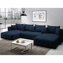 GRAINGOLD Ecksofa U-Form Ardi U - Ecksofa mit Schlaffunktion, Bettkasten - Wohnlandschaft, Wohnzimmer Sofa - Eckcouch Dunkelblau (Monolith 77) - Dunkelblau