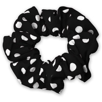 Soul-Cats Polka Dots Damen Haargummi Scrunchie Zopfgummi, schwarz mit weißen Punkten