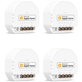 Refoss Mini Smart Home Refoss WLAN Relai Schalter, kompatible mit Apple HomeKit, Alexa & Google Home, Relais Modul, 1 Gang DIY Lichtschalter, 2.4GHz, 250V 10A, 4 Stück