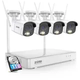 ZOSI 4MP WLAN Überwachungskamera Set Außen Weiß