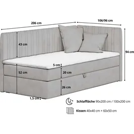 furnistar Blanca 90 x 200 cm Silber