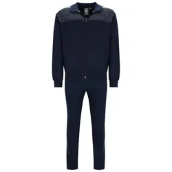 hajo Herren Hausanzug, lang - Soft Sweat, Zip-Jacke, Homewear Dunkelblau M